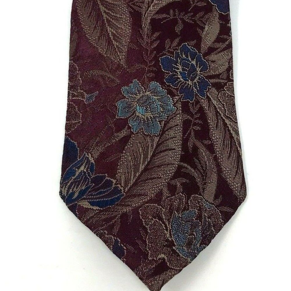Wembley Mens Necktie TIE Burgundy Navy Blue Floral
